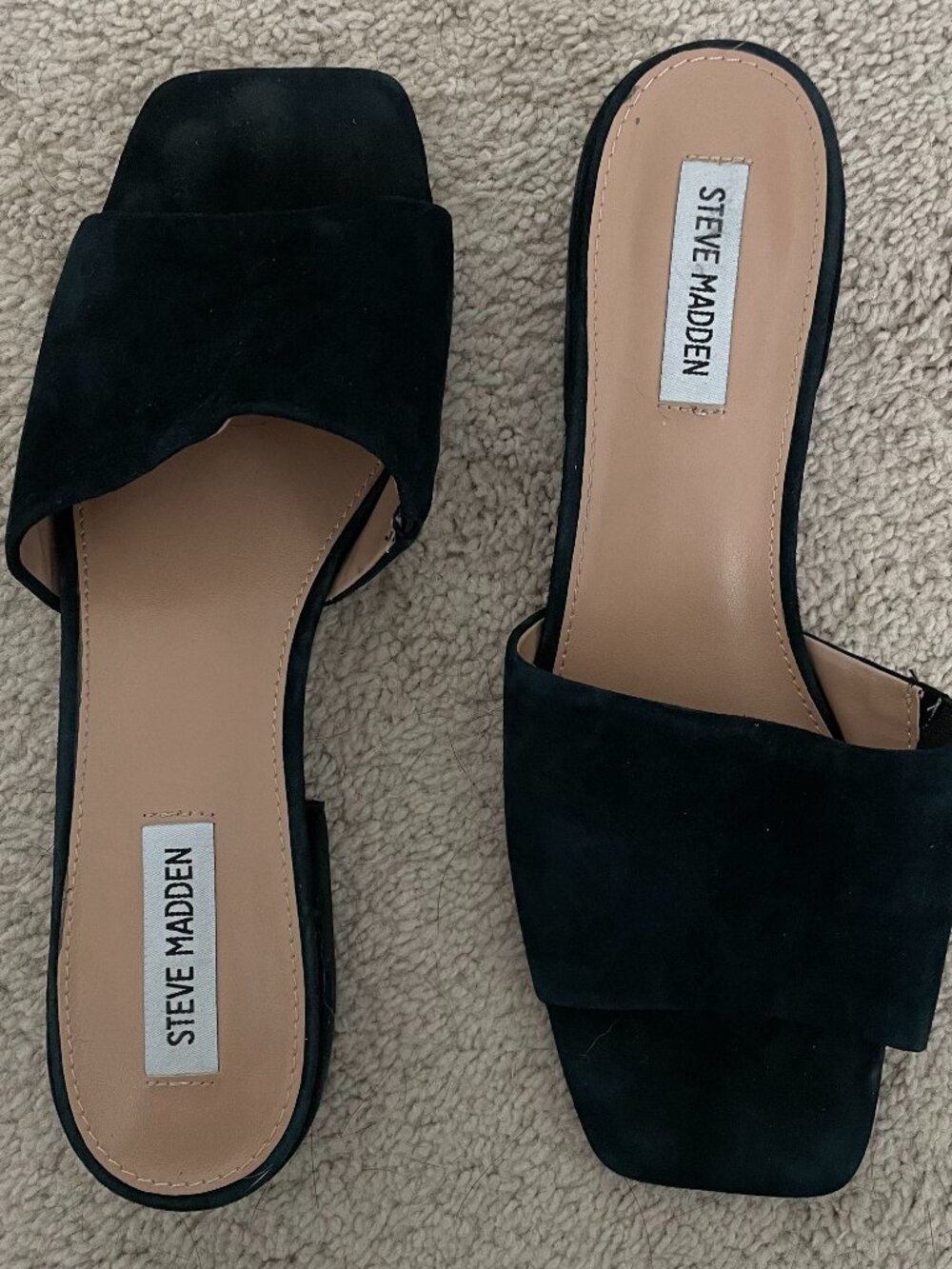 Steve Madden Amir Slide Sandals Women 10 Black Slip On Flat Minimalist Casual